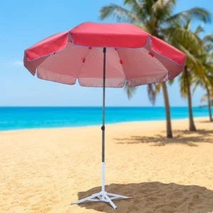 Custom Outdoor Foldable Beach Umbrella with Vinyl Oxford Polyester Fabric and Logo for Advertising