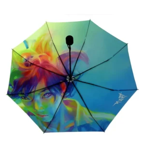 Custom Photo Print Manual Pongee 3-Fold Windproof Umbrella with Glass Fiber Ribs, 97 cm Diameter