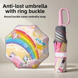 Custom Picture and Logo Manual Open Folding Cartoon Umbrella for Boys Girls Elementary School Students