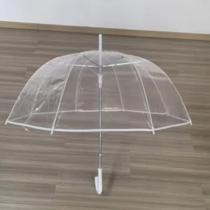 Custom Plastic Straight 8K Clear Transparent PVC Semi Automatic Umbrella