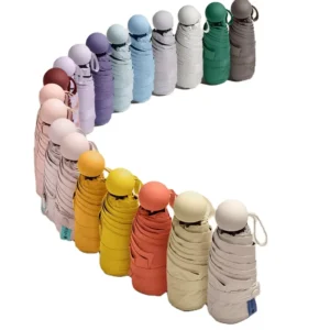 Custom Pocket Mini Five Fold Umbrella UV Protection Dual Purpose Folding Umbrella with Capsule Case Gift Umbrellas