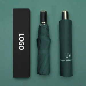 Custom Pongee Sun Umbrella for Adults 3-Fold Travel Umbrella with Glass Fiber Ribs and Manual Open