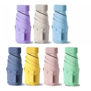Custom Portable 6-Folding Small Mini Pocket Umbrellas Capsule UV Protection Business Gifts Foldable Umbrella for Travel