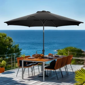 Custom Portable Garden Sun Umbrella, Waterproof Black Polyester Patio Parasol