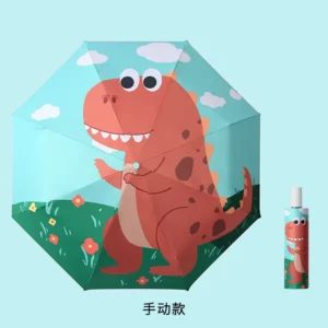 Custom Print Windproof Anti-UV Automatic Foldable Cartoon Children’s Rain Umbrella