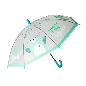 Custom Printed 19 Inch POE PVC Transparent Auto Open Car Design Umbrella with Plastic Handle