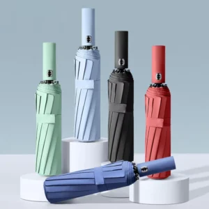 Custom Printed 3-Fold Automatic Folding Umbrella, Windproof, Sun Protection
