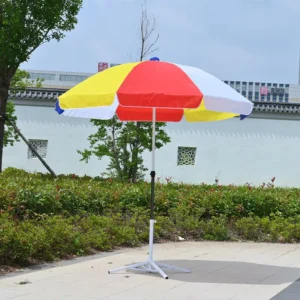 Custom Printed Four-Colour Stripes Modern Manual Nylon Beach Umbrella