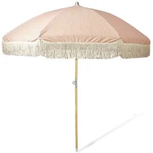 Custom Printed Large Beach Umbrella with Screw Base and Tassels