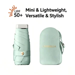 Custom Printed Logo Modern Capsule 3 Fold Manual Sun Rain 6 Ribs Umbrella Portable Compact Anti UV Pocket Parasol