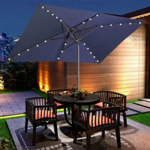 Custom Printed Outdoor Garden Umbrella 3m Led Patio Umbrella With Solar Panel