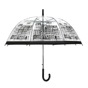 Custom Printed POE Lace Transparent Dome Umbrella, Manual Opening, Business Travel