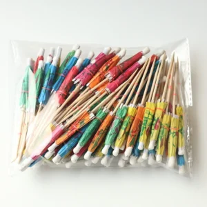 Custom Printed Paper Umbrella Bamboo Picks for Fruit and Food