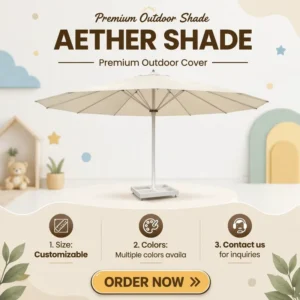 Custom Printed Parasol with Matching Canopy for Temporary Commercial Sun Cover