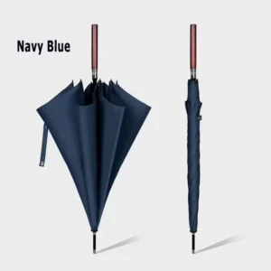 Custom Printed Sombrillas Golf Umbrella with Wood Handle and Fiberglass Frame, Windproof Straight Stick for Travel and Rain