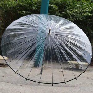 Custom Printed Wedding Umbrella Transparent Polyester Rain Control Manual European Design Style Straight Personalized