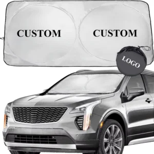 Custom Printing Foldable Front Windshield Polyester PE Bubble Double-Circle Car Sunshade UV and Heat Protection