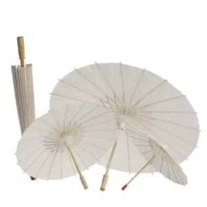 Custom Printing Oilpaper Parasol White Wedding Umbrella Wood Straight Chinese Craft Paper Umbrella for Party Custom Logo