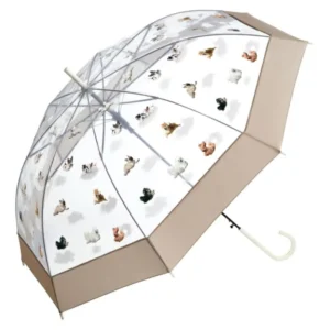 Custom Printing Transparent Straight Stick Umbrella, Strong Windproof, Lovely Pattern