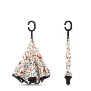Custom Promotional C-Handle Windproof Double-Layer Inverted Umbrella