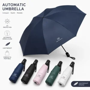 Custom Promotional Sunscreen Anti-Three-Fold Rain and Sun Dual Semi-Automatic Folding Bike and Car UV Umbrella with Logo