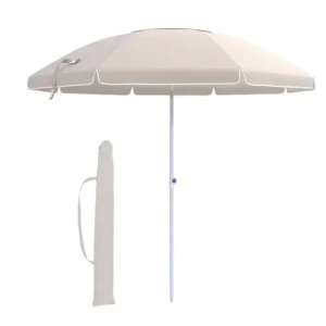 Custom Promotional UV-Protection Large White Twist-In Portable Beach Parasol with Logo Prints