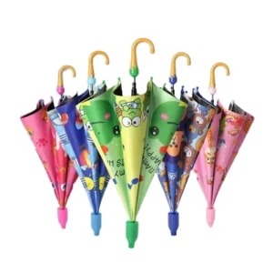 Custom Rainproof Kids Umbrella with Cartoon Print Automatic Semi-Automatic Open Parasol