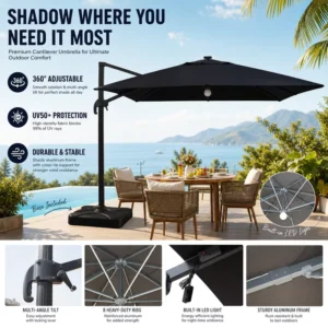 Custom Red Beach Umbrella High Wind Base Stand Advertising For Outdoor Restaurants Patios Backyard Deck Event