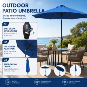 Custom Red Beach Umbrella High Wind Base Stand Advertising For Outdoor Restaurants Patios Farm Market Stall