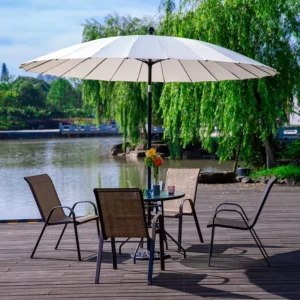 Custom Shanghai Crank Parasols Market Commercial Restaurant Patio Metal Umbrellas Garden For Beach Swimming Pool