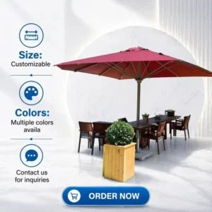 Custom-Size Fixed Parasol with Durable Base for Outdoor Sun Shade