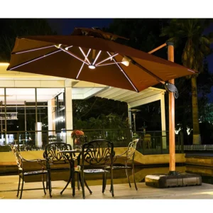Custom Solar Garden Umbrella Outdoor Patio Umbrella Solar Parasol with Led