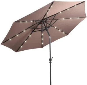 Custom Solar LED Patio Umbrella Large Outdoor Restaurant & Garden Sun Shade with Lighting