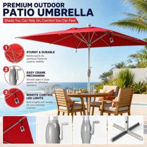 Custom Square Cantilever Patio Umbrella with LED, Waterproof, for Hotels and Restaurants