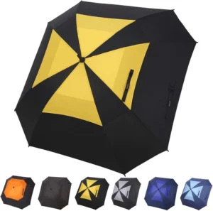 Custom Square Golf Umbrella 62 Inch Large Size Windproof Vented Automatic Stick Sturdy Umbrella for Man