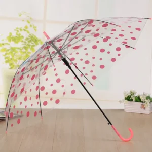 Custom Straight Long Handle Pvc Colorful clear Transparent Umbrella for Rain Bulk with logo Printing
