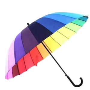 Custom Straight Pattern Umbrella in 24K Gold with Rainbow Colors