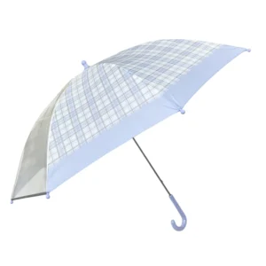 Custom Straight Safety Umbrella with One Transparent Panel for Children Student with Reflective Strips