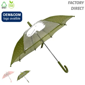 Custom Straight Umbrella for Kids Cute Paraguas with Logo Print Umbrella for the Rain Paraguas