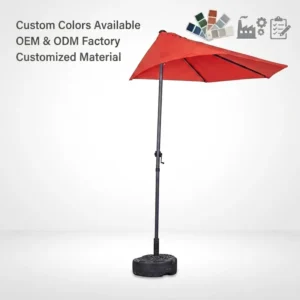 Custom Sun Shade Waterproof Polyester Half Round Patio Umbrella Outdoor Steel Crank Garden Parasol for Balcony Terrace Bistro