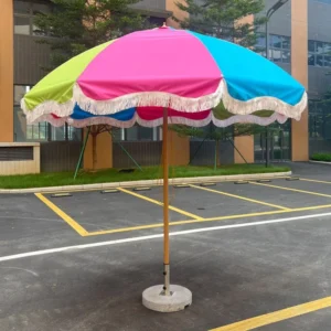 Custom Tassel Center Pillar Patio Umbrella Heavy Duty Big Size Parasols Umbrellas Outdoor for Garden Beach Hotel Commercial Use