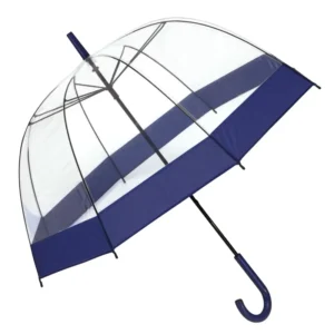 Custom Transparent Plastic Rain Dome Umbrella with Clear Red Logo Waterproof Auto Open Promotion Straight Poe Bubble Camping