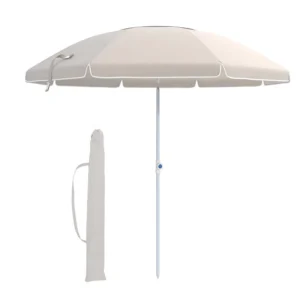 Custom UV Protection Large White Twist-In Portable Beach Parasol with Logo Prints