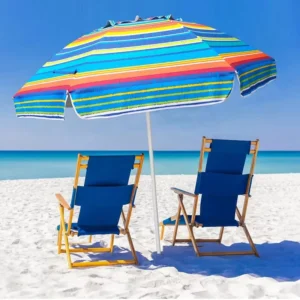 Custom UV Protection Portable Beach Umbrella with Logo Print and Manual Control