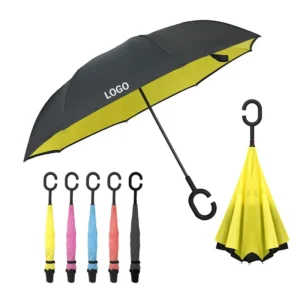 Custom Umbrella Inside Out C Shape Handle Portable High Quality Car Reverse Umbrella With Logo Printing
