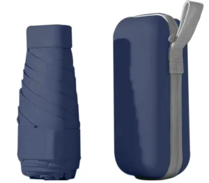 Custom Vinyl Mini Folding Flat Umbrella with EVA case Windproof Female Uv Pocket Umbrellas for the Rain and Sun