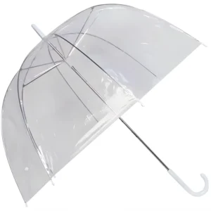 Custom Wedding White J-Handle Clear Dome Transparent Umbrella with Logo