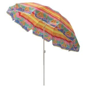 Custom Wind-Resistant Beach Umbrella for Sand with Logo Print and Carry Bag