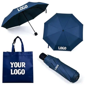 Custom Windproof Foldable Travel 3-Fold Umbrella with Logo, Business Promo Gift, Manual, Waterproof, Parapluies