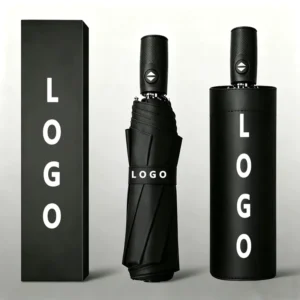 Customised Logo Printing Windproof Waterproof UV Protection Semi Automatic 3 Fold Folding Foldable Umbrella With Case